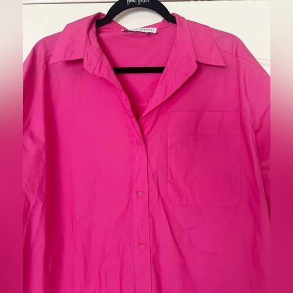 English Factory Classic Collared Shirt Dress Fuchsia Pink - Picture 5 of 9